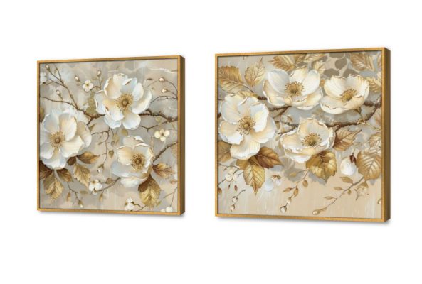 لوحات فنية - ذهبي SA27706 كل التابلوهات المودرن, ورود - زهور - نباتات ابيض - اوف وايت, فضى – ذهبى الوان زيتية - اكريليك, بسيط و هادئ, لوحات فنية, مودرن غرفة الاستقبال, غرفة المعيشة, غرفة النوم, مدخل المنزل, مكاتب – شركات - اعمال فصل الربيع بالعرض, ببرواز, برواز ذهبى, مستطيل