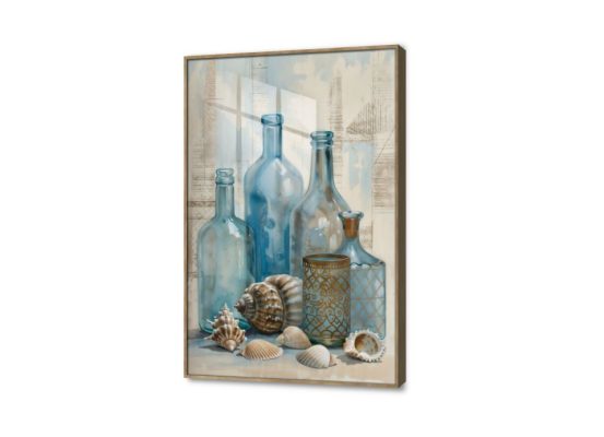 تابلوهات مودرن - زجاجات SA28313 كل التابلوهات المودرن, فازات و اوانى, طبيعه صامتة ازرق - تركواز, بنى - بيج الوان مائية, لوحات فنية غرفة الاستقبال, غرفة المعيشة, مدخل المنزل, مكاتب – شركات - اعمال اكريليك, بالطول, ببرواز, برواز خشبى, مستطيل