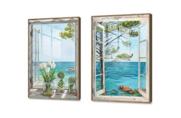 تابلوهات - نافذة على البحر SA27949 كل التابلوهات المودرن, نوافذ, بحار و شواطئ و مراكب, اماكن و مدن و مباني ابيض - اوف وايت, ازرق - تركواز الوان مائية, دول البحر المتوسط, لوحات فنية, مودرن غرفة الاستقبال, غرفة المعيشة, مدخل المنزل, مكاتب – شركات - اعمال اجازة الصيف اكريليك, ببرواز, برواز خشبى, مستطيل