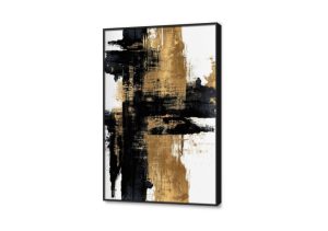 لوحة فنية - رسم تجريدي SA28319 كل التابلوهات المودرن, تجريدي اسود, فضى – ذهبى الوان زيتية - اكريليك, لوحات فنية غرفة الاستقبال, غرفة المعيشة, مدخل المنزل, مكاتب – شركات - اعمال بالطول, ببرواز, برواز اسود, مستطيل