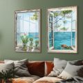 تابلوهات - نافذة على البحر SA27949 كل التابلوهات المودرن, نوافذ, بحار و شواطئ و مراكب, اماكن و مدن و مباني ابيض - اوف وايت, ازرق - تركواز الوان مائية, دول البحر المتوسط, لوحات فنية, مودرن غرفة الاستقبال, غرفة المعيشة, مدخل المنزل, مكاتب – شركات - اعمال اجازة الصيف اكريليك, ببرواز, برواز خشبى, مستطيل