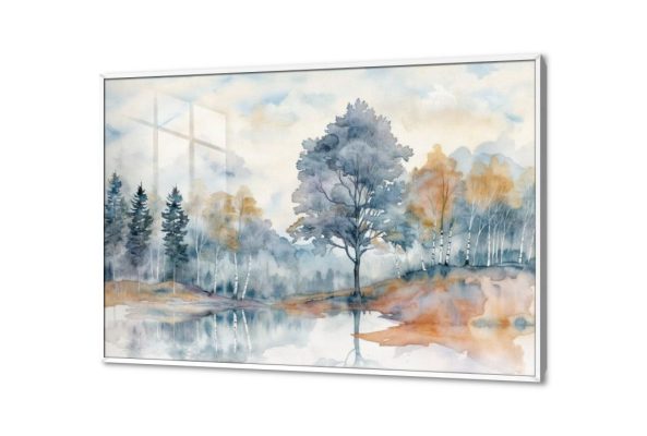 لوحات أشجار SA29158 كل التابلوهات المودرن, غابات, مناظر طبيعية ابيض - اوف وايت, ازرق - تركواز, برتقالى الوان مائية, لوحات فنية, مودرن غرفة الاستقبال, غرفة المعيشة, مدخل المنزل اكريليك, بالعرض, ببرواز, برواز ابيض, مستطيل