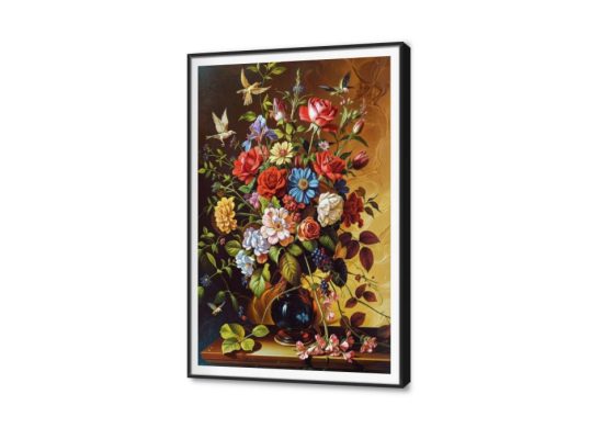 تابلوهات مودرن - بوكيه ورد SA28892 كل التابلوهات المودرن, فازات و اوانى, طبيعه صامتة, ورود - زهور - نباتات متعدد الالوان الوان زيتية - اكريليك, لوحات فنية غرفة الاستقبال, غرفة المعيشة, مدخل المنزل, مكاتب – شركات - اعمال فصل الربيع بالطول, ببرواز, برواز SF9, برواز اسود, مستطيل