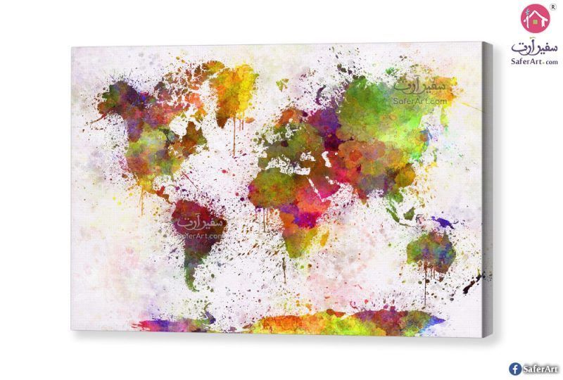 لوحات - خريطة العالم SA29131 تابلوهات مودرن متعدد الالوان لوحات فنية غرفة شباب