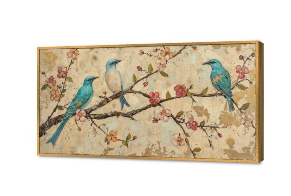 لوحات مودرن - عصافير SA30316 كل التابلوهات المودرن, طيور, حيوانات و طيور ازرق - تركواز, بنى - بيج الوان زيتية - اكريليك, عتيق - فينتاج, لوحات فنية, مودرن غرفة الاستقبال, غرفة المعيشة, مدخل المنزل بالعرض, ببرواز, برواز ذهبى, مستطيل