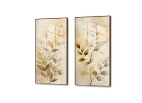 لوحات أوراق شجر ذهبية SA30083 كل التابلوهات المودرن, اوراق شجر - نباتات, ورود - زهور - نباتات بنى - بيج, فضى – ذهبى الوان مائية, بسيط و هادئ, لوحات فنية, مودرن غرفة الاستقبال, غرفة المعيشة, مدخل المنزل, مكاتب – شركات - اعمال اكريليك, بالطول, ببرواز, برواز خشبى, مستطيل