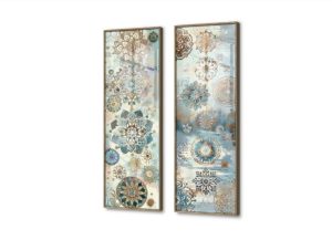 لوحات زخارف مانديلا SA30254 كل التابلوهات المودرن, اشكال هندسية و زخارف ابيض - اوف وايت, ازرق - تركواز, بنى - بيج اشكال هندسية و زخارف, دوائر, ديجيتال آرت, لوحات فنية غرفة الاستقبال, غرفة المعيشة, مدخل المنزل, مكاتب – شركات - اعمال اكريليك, بالطول, ببرواز, برواز خشبى, مستطيل