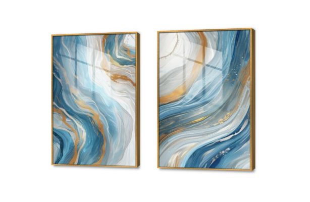 تابلوهات مودرن - تجريدي أزرق SA30666 كل التابلوهات المودرن, تجريدي ابيض - اوف وايت, ازرق - تركواز, فضى – ذهبى الوان مائية, لوحات فنية غرفة الاستقبال, غرفة المعيشة, مدخل المنزل, مكاتب – شركات - اعمال اكريليك, بالطول, ببرواز, برواز ذهبى, مستطيل