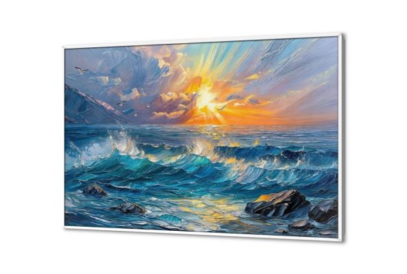 تابلوهات مودرن - بحار SA29889 كل التابلوهات المودرن, امواج, بحار و شواطئ و مراكب ابيض - اوف وايت, ازرق - تركواز, اصفر, برتقالى الوان زيتية - اكريليك, لوحات فنية, مودرن غرفة الاستقبال, غرفة المعيشة, مدخل المنزل, مكاتب – شركات - اعمال شروق - غروب بالعرض, ببرواز, برواز ابيض, مستطيل