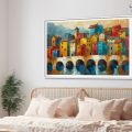 تابلوه رسم مباني ملونة SA30850 كل التابلوهات المودرن, دول و مدن مشهورة, اماكن و مدن و مباني ابيض - اوف وايت, ازرق - تركواز, اصفر, برتقالى الوان زيتية - اكريليك, لوحات فنية, مودرن غرفة الاستقبال, غرفة المعيشة, مدخل المنزل, مكاتب – شركات - اعمال بالعرض, ببرواز, برواز SF9, برواز ابيض, مستطيل