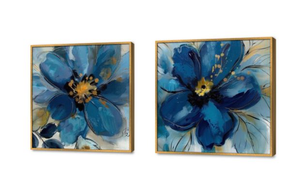 تابلوهات مودرن - ورود زرقاء SA31500 كل التابلوهات المودرن, ورود - زهور - نباتات ازرق - تركواز, اللون الواحد الوان زيتية - اكريليك, لوحات فنية, مودرن غرفة الاستقبال, غرفة المعيشة, مدخل المنزل, مكاتب – شركات - اعمال بالعرض, ببرواز, برواز ذهبى, مستطيل