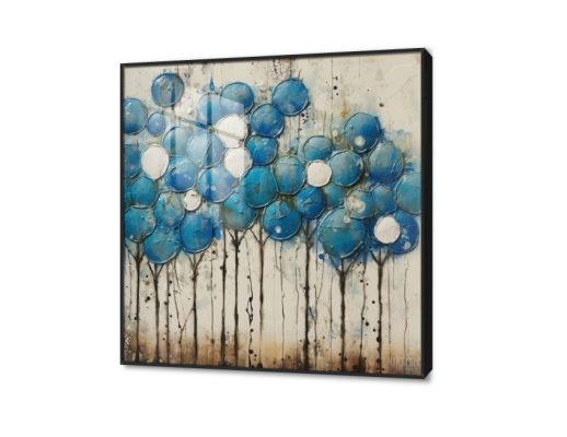 تابلوهات - أشجار باللون الأزرق SA32152 كل التابلوهات المودرن, تجريدي ازرق - تركواز, بنى - بيج الوان زيتية - اكريليك, لوحات فنية, مودرن غرفة الاستقبال, غرفة المعيشة, مدخل المنزل اكريليك, ببرواز, برواز اسود, مربع