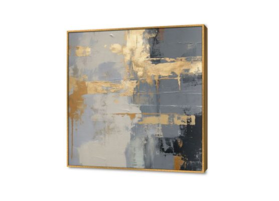 تابلوهات مودرن تجريدي SA32375 كل التابلوهات المودرن, تجريدي رمادى, فضى – ذهبى الوان زيتية - اكريليك, لوحات فنية, مودرن غرفة الاستقبال, غرفة المعيشة, مدخل المنزل, مكاتب – شركات - اعمال ببرواز, برواز ذهبى, مربع
