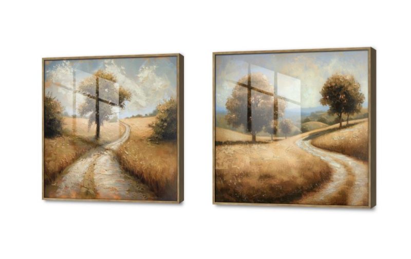 لوحة فنية - منظر طبيعي SA34057 كل التابلوهات المودرن اخضر - زيتى, بنى - بيج الوان زيتية - اكريليك, عتيق - فينتاج, لوحات فنية, مودرن غرفة الاستقبال, غرفة المعيشة, مدخل المنزل فصل الخريف اكريليك, بالعرض, ببرواز, برواز خشبى, مستطيل
