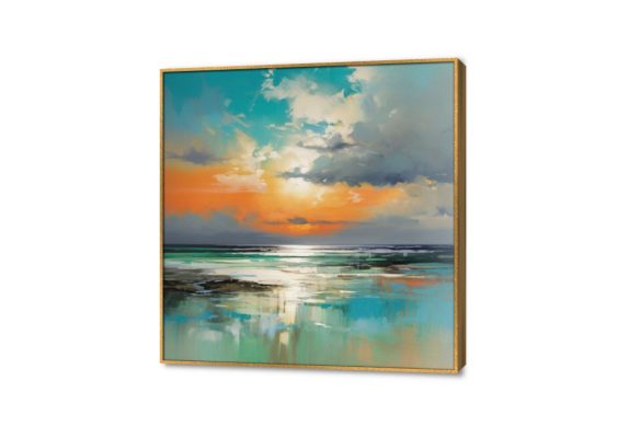 تابلوهات - سحر البحر SA34426 كل التابلوهات المودرن, سحاب, مناظر طبيعية ابيض - اوف وايت, ازرق - تركواز, برتقالى الوان زيتية - اكريليك, لوحات فنية, مودرن غرفة الاستقبال, غرفة المعيشة, مدخل المنزل, مكاتب – شركات - اعمال اجازة الصيف ببرواز, برواز ذهبى, مربع