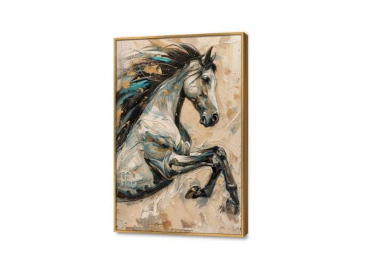 لوحة - حصان أسود SA34118 كل التابلوهات المودرن, احصنه, حيوانات و طيور ازرق - تركواز, اسود, بنى - بيج الوان زيتية - اكريليك, لوحات فنية, مودرن غرفة الاستقبال, غرفة المعيشة, غرفة شباب, مدخل المنزل بالطول, ببرواز, برواز ذهبى, مستطيل