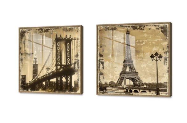 لوحات - نيويورك وباريس SA34302 كل التابلوهات المودرن, دول و مدن مشهورة, اماكن و مدن و مباني بنى - بيج ديجيتال آرت, عتيق - فينتاج, لوحات فنية غرفة الاستقبال, غرفة المعيشة, مدخل المنزل, مكاتب – شركات - اعمال اكريليك, بالعرض, ببرواز, برواز خشبى, مستطيل