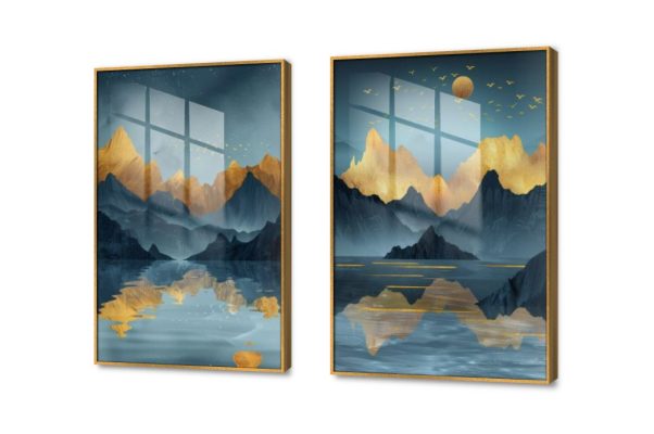 تابلوهات مودرن - جبال SA34562 كل التابلوهات المودرن, جبال, تجريدي, مناظر طبيعية ازرق - تركواز, اصفر, الوان داكنة الوان زيتية - اكريليك, لوحات فنية, مودرن غرفة الاستقبال, غرفة المعيشة, مدخل المنزل, مكاتب – شركات - اعمال فى الليل اكريليك, بالعرض, ببرواز, برواز ذهبى, مستطيل