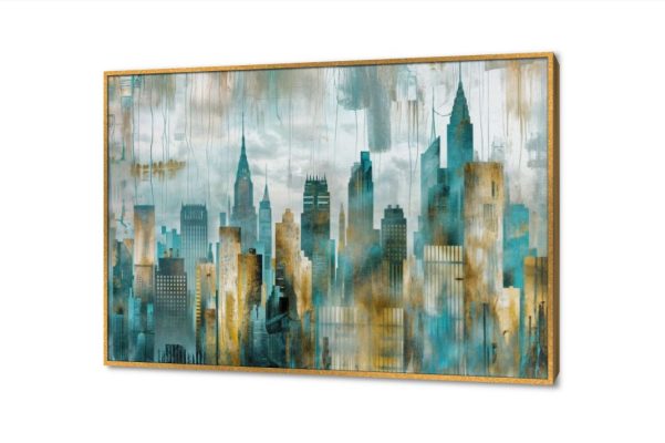 لوحات - ناطحات سحاب SA35143 كل التابلوهات المودرن, تجريدي ازرق - تركواز, رمادى, فضى – ذهبى الوان زيتية - اكريليك, لوحات فنية, مودرن غرفة شباب, مدخل المنزل, مكاتب – شركات - اعمال بالعرض, ببرواز, برواز ذهبى, مستطيل