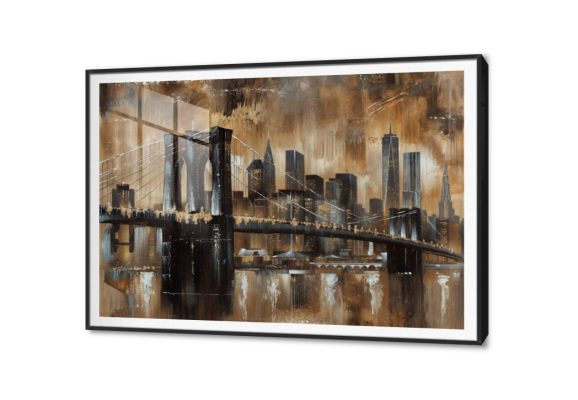 تابلوه - جسر بروكلين SA35617 كل التابلوهات المودرن, لوحات مدن على البحر, اماكن و مدن و مباني اسود, الوان داكنة, بنى - بيج الوان زيتية - اكريليك, لوحات فنية, مودرن غرفة المعيشة, غرفة شباب, مدخل المنزل, مكاتب – شركات - اعمال فى الليل اكريليك, بالعرض, ببرواز, برواز SF9, برواز اسود, مستطيل