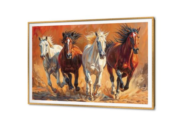 تابلوهات مودرن - أحصنة SA35505 كل التابلوهات المودرن, احصنه, حيوانات و طيور ابيض - اوف وايت, برتقالى, بنى - بيج الوان زيتية - اكريليك, لوحات فنية, مودرن غرفة الاستقبال, غرفة المعيشة بالعرض, ببرواز, برواز SF9, برواز ذهبى, مستطيل