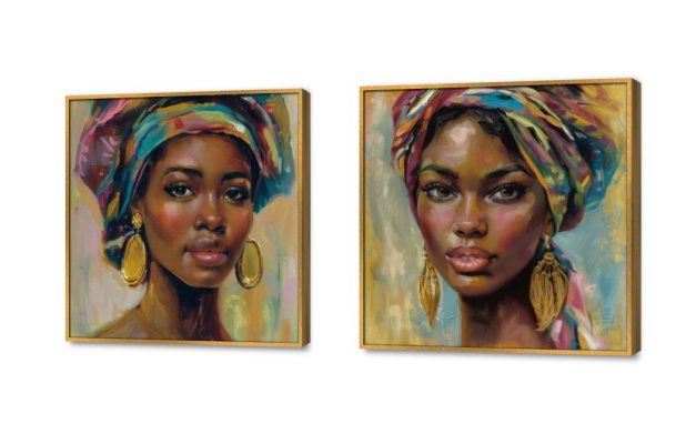 تابلوهات مودرن - وجوه أفريقية SA35865 كل التابلوهات المودرن, افريقى, بنات, شخصيات و وجوه ازرق - تركواز, بنى - بيج الفن الافريقى, الوان زيتية - اكريليك, لوحات فنية, مودرن غرفة المعيشة, غرفة بنات بالعرض, ببرواز, برواز ذهبى, مستطيل