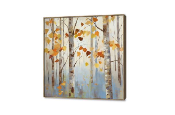 لوحات مودرن - أوراق شجر SA36176 كل التابلوهات المودرن, غابات, مناظر طبيعية برتقالى, رمادى الوان زيتية - اكريليك, لوحات فنية, مودرن غرفة الاستقبال, غرفة المعيشة, مدخل المنزل, مكاتب – شركات - اعمال فصل الخريف ببرواز, برواز خشبى, مربع