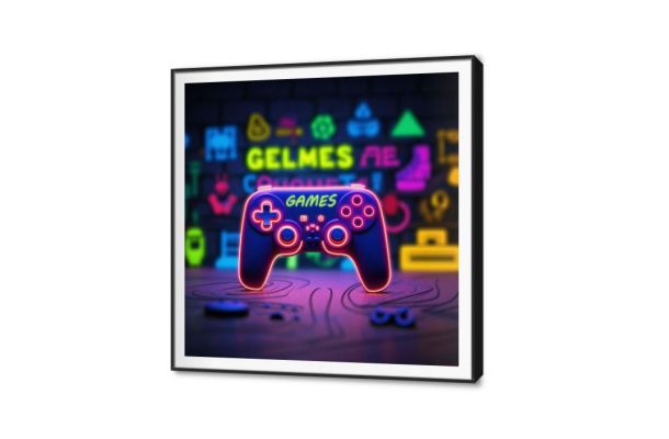 برواز - ألعاب إليكترونية SA36626 كل التابلوهات المودرن, جيمنج - العاب و تسليه ازرق - تركواز, الوان داكنة, متعدد الالوان ديجيتال آرت, مودرن, نيون ستايل غرفة شباب, مكاتب – شركات - اعمال ببرواز, برواز SF9, برواز اسود, مربع