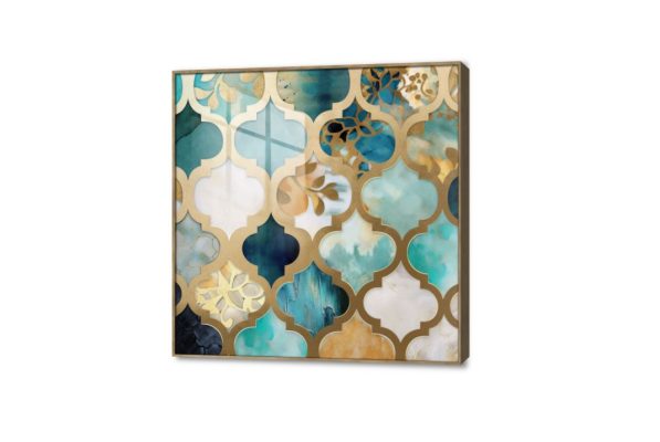 تابلوهات - زخارف هندسية SA36583 كل التابلوهات المودرن, زخارف اسلامية, اسلامى - ايات قرآنية و خط عربى ازرق - تركواز, فضى – ذهبى ديجيتال آرت, لوحات فنية, مودرن غرفة الاستقبال, غرفة المعيشة, مدخل المنزل, مكاتب – شركات - اعمال اكريليك, ببرواز, برواز خشبى, مربع