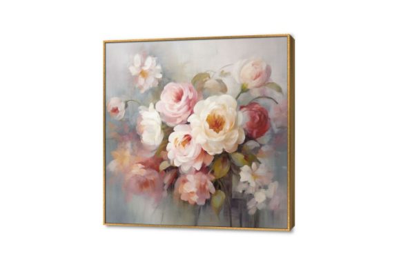 لوحات - بوكيه ورد رقيق SA38300 كل التابلوهات المودرن, ورود - زهور - نباتات ابيض - اوف وايت, بينك – فوشيا, درجات الباستيل, رمادى الوان زيتية - اكريليك, لوحات فنية, مودرن غرفة الاستقبال, غرفة المعيشة, غرفة النوم, مدخل المنزل فصل الربيع ببرواز, برواز ذهبى, مربع