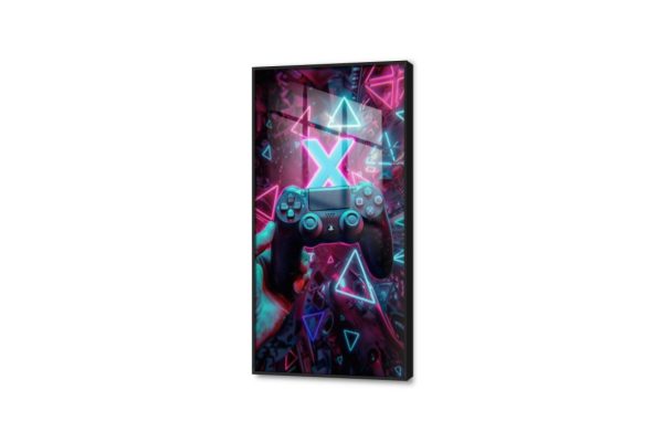 بوستر بلايستيشن SA40202 كل التابلوهات المودرن, جيمنج - العاب و تسليه ازرق - تركواز, اسود, الوان داكنة, موف – ارجوانى اشكال هندسية و زخارف, ديجيتال آرت, مثلثات, مودرن, نيون ستايل غرفة شباب, مكاتب – شركات - اعمال اكريليك, بالطول, ببرواز, برواز اسود, مستطيل