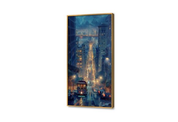 تابلوه - المدينة ليلا SA40285 كل التابلوهات المودرن, دول و مدن مشهورة, اماكن و مدن و مباني ازرق - تركواز, الوان داكنة الوان زيتية - اكريليك, صور فوتوغرافية, مودرن غرفة الاستقبال, غرفة المعيشة, غرفة شباب, مكاتب – شركات - اعمال فى الليل بالطول, ببرواز, برواز ذهبى, مستطيل
