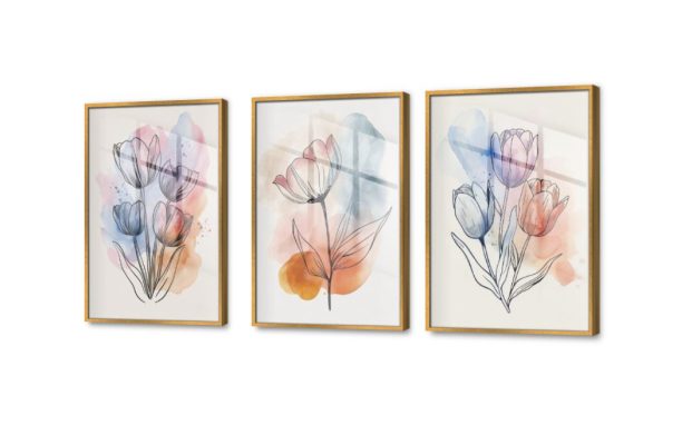 لوحات مودرن - ورود رقيقة SA41329 كل التابلوهات المودرن, ورود - زهور - نباتات ابيض - اوف وايت, ازرق - تركواز, بينك – فوشيا, متعدد الالوان الوان مائية, بسيط و هادئ, بوهو ستايل, تماثل - سيميترى, مودرن غرفة الاستقبال, غرفة المعيشة, غرفة النوم, مدخل المنزل, مكاتب – شركات - اعمال اكريليك, بالعرض, ببرواز, برواز ذهبى, مستطيل