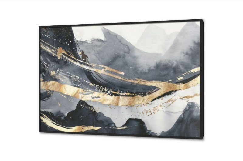 لوحات ديكور رسم تجريدي رخامي SA42657 كل التابلوهات المودرن, تجريدي ابيض و اسود, رمادى, فضى – ذهبى الوان مائية, لوحات فنية, مودرن غرفة الاستقبال, غرفة المعيشة, مدخل المنزل, مكاتب – شركات - اعمال بالعرض, ببرواز, برواز اسود, مستطيل