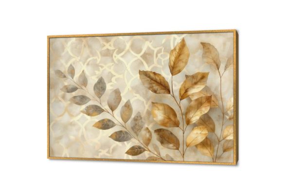 تابلوهات – أوراق شجر ذهبي SA42082 كل التابلوهات المودرن, اوراق شجر - نباتات, ورود - زهور - نباتات بنى - بيج, فضى – ذهبى ديجيتال آرت, مودرن غرفة الاستقبال, غرفة المعيشة, مدخل المنزل, مكاتب – شركات - اعمال بالعرض, ببرواز, برواز ذهبى, مستطيل