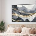 لوحات ديكور رسم تجريدي رخامي SA42657 كل التابلوهات المودرن, تجريدي ابيض و اسود, رمادى, فضى – ذهبى الوان مائية, لوحات فنية, مودرن غرفة الاستقبال, غرفة المعيشة, مدخل المنزل, مكاتب – شركات - اعمال بالعرض, ببرواز, برواز اسود, مستطيل