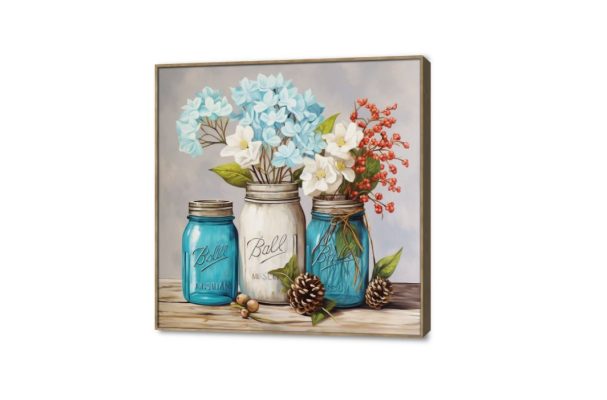 لوحات مودرن - زُهريات SA41535 كل التابلوهات المودرن, فازات و اوانى, طبيعه صامتة, ورود - زهور - نباتات ابيض - اوف وايت, ازرق - تركواز الوان زيتية - اكريليك, لوحات فنية, مودرن غرفة الاستقبال, غرفة المعيشة, مدخل المنزل فصل الربيع ببرواز, برواز خشبى, مربع