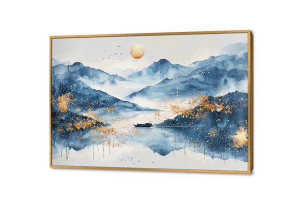 لوحات مودرن جبال وبحار وطيور برسم تجريدي SA44126 كل التابلوهات المودرن, تجريدي ازرق - تركواز, فضى – ذهبى الوان مائية, لوحات فنية, مودرن غرفة الاستقبال, غرفة المعيشة, مدخل المنزل بالعرض, ببرواز, برواز ذهبى, مستطيل