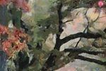 لوحة منظر طبيعي أشجار بأوراق حمراء SA44821 اشجار - نخيل - غابات احمر - نبيتى لوحات فنية غرفة الاستقبال