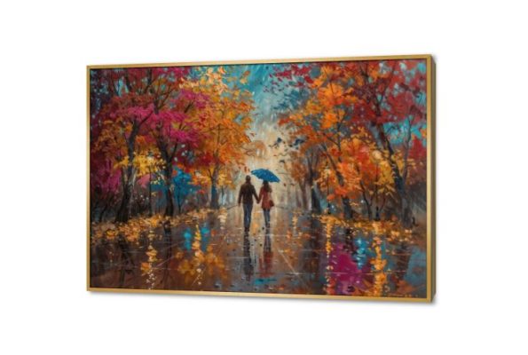 لوحة فنية مناظر طبيعية غابة ملونة SA46528 كل التابلوهات المودرن, رومانسى - ثنائى, رومانسى, شخصيات و وجوه احمر - نبيتى, ازرق - تركواز, برتقالى الوان زيتية - اكريليك, لوحات فنية, مودرن غرفة الاستقبال, غرفة المعيشة, غرفة النوم فى الليل بالعرض, ببرواز, برواز ذهبى, مستطيل