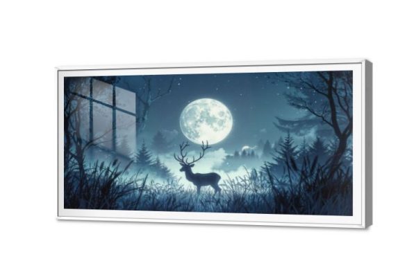 تابلوه مودرن الغزالة والقمر SA45761 كل التابلوهات المودرن, القمر, غزلان, حيوانات و طيور, فضاء و كواكب ازرق - تركواز, الوان داكنة تماثل - سيميترى, ديجيتال آرت, مودرن غرفة الاستقبال, غرفة المعيشة, مدخل المنزل فى الليل اكريليك, بالعرض, ببرواز, برواز SF9, برواز ابيض, مستطيل