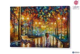 لوحة فنية مناظر طبيعية غابة ملونة SA46528 اشجار - نخيل - غابات ازرق - تركواز لوحات فنية غرفة الاستقبال