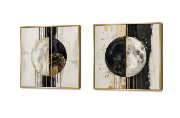 لوحة فنية جدارية تجريدية SA48106 كل التابلوهات المودرن, اشكال هندسية و زخارف, تجريدي ابيض - اوف وايت, اسود, اللون الواحد, رمادى, فضى – ذهبى اشكال هندسية و زخارف, تماثل - سيميترى, دوائر, ديجيتال آرت, لوحات فنية, مودرن غرفة الاستقبال, غرفة المعيشة, مدخل المنزل, مكاتب – شركات - اعمال بالعرض, ببرواز, برواز ذهبى, مستطيل