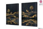 لوحة جدارية أسود في ذهبي من قطعتين SA52524 جبال - صحراء اسود ديجيتال آرت غرفة الاستقبال