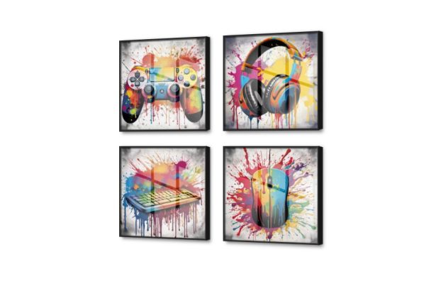 تابلوهات مودرن لغرف الجيمنج بالوان زاهية SA77147 كل التابلوهات المودرن, جيمنج - العاب و تسليه متعدد الالوان, قوى و زاهى ديجيتال آرت, مودرن غرفة بنات, غرفة شباب, مكاتب – شركات - اعمال مربع, اكريليك, ببرواز, برواز اسود