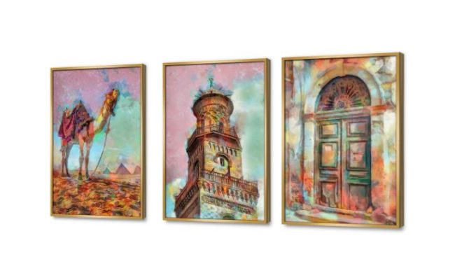 تابلوهات - مشاهد من مصر بالوان زاهية SA76463 كل التابلوهات المودرن, ابواب, اماكن اسلامية و عربية, اسلامى - ايات قرآنية و خط عربى, اماكن و مدن و مباني متعدد الالوان الوان مائية, لوحات فنية, مودرن غرفة المعيشة, غرفة الاستقبال, مدخل المنزل, مكاتب – شركات - اعمال بالعرض, ببرواز, برواز ذهبى, مستطيل