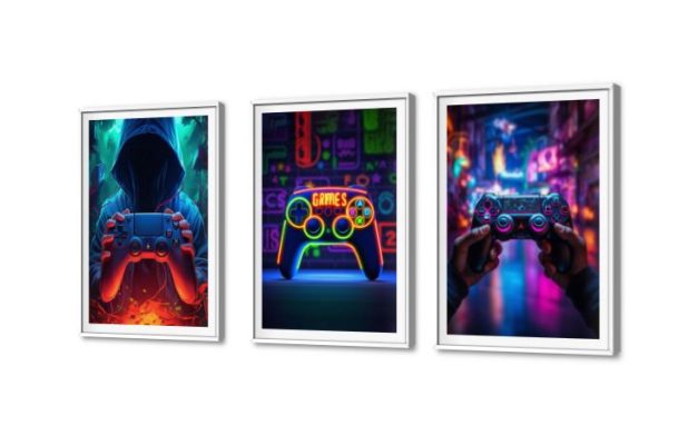 تابلوهات مودرن نيون لمحبى الجيمنج SA77114 كل التابلوهات المودرن, جيمنج - العاب و تسليه متعدد الالوان, اسود, الوان داكنة ديجيتال آرت, مودرن, نيون ستايل غرفة شباب, مكاتب – شركات - اعمال بالعرض, ببرواز, برواز SF9, برواز ابيض, مستطيل