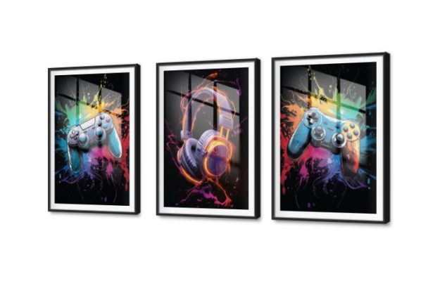 تابلوهات مودرن بلايستيشن نيون ثلاث قطع SA77477 كل التابلوهات المودرن, جيمنج - العاب و تسليه اسود, الوان داكنة, متعدد الالوان الستريشن - فيكتور, ديجيتال آرت, مودرن, نيون ستايل غرفة شباب, مكاتب – شركات - اعمال بالعرض, اكريليك, ببرواز, برواز SF9, برواز اسود, مستطيل