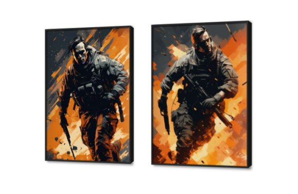تابلوهات مودرن العاب الكترونيه حربية SA77350 كل التابلوهات المودرن, اكشن - مغامرات, جيمنج - العاب و تسليه, رجال, شخصيات و وجوه اسود, الوان داكنة, برتقالى ديجيتال آرت, مودرن غرفة شباب, مكاتب – شركات - اعمال بالعرض, ببرواز, برواز اسود, مستطيل