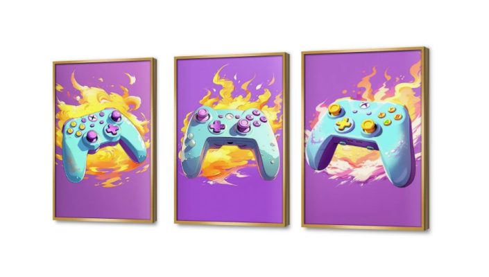 تابلوهات مودرن لغرف البنات العاب الكترونية SA77188 كل التابلوهات المودرن, جيمنج - العاب و تسليه اصفر, ازرق - تركواز, قوى و زاهى, موف – ارجوانى ديجيتال آرت, مودرن غرفة بنات, غرفة شباب, مكاتب – شركات - اعمال بالعرض, ببرواز, برواز ذهبى, مستطيل